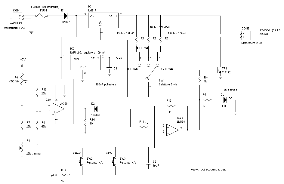 Schema caricabatterie nichel cadmio